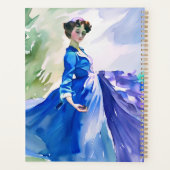Dame en Robe Bleue - Peinture aquarelle (Dos)