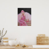 DAME EN ROSE, ART DÉCO POSTER (Cuisine)