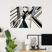 Dame en silhouette Art Déco (Bureau à domicile)