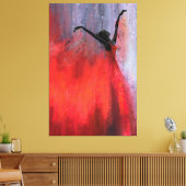 Dame en train de danser en rouge sur toile (Insitu(Salon))