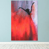 Dame en train de danser en rouge sur toile (Insitu (Plancher de Bois))