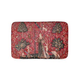 Dame en Unicorn Medieval Tapestry Touch Badmat