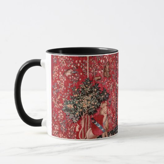 Dame en Unicorn Medieval Tapestry Touch Mok (Links)