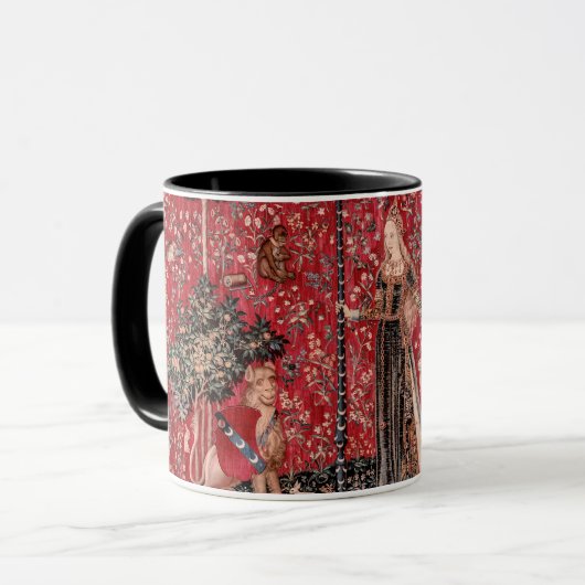 Dame en Unicorn Medieval Tapestry Touch Mok (Voorkant links)