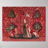 Dame en Unicorn Medieval Tapestry Touch Poster (Voorkant)
