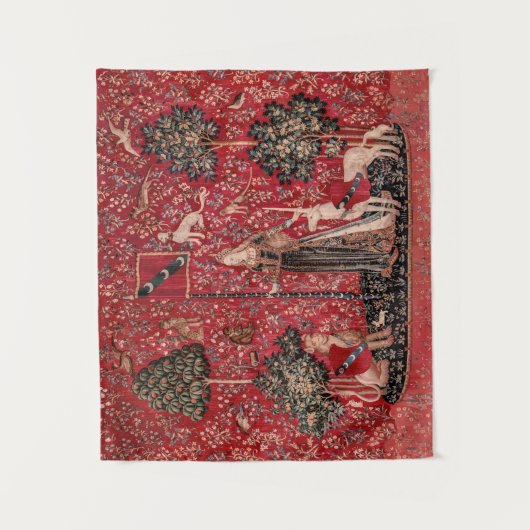 Dame en Unicorn Medieval Tapestry Touch Wandkleed (Voorkant)