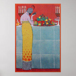 DAME ET FRUITS TABLE SET ART DÉCO BEAUTÉ MODE