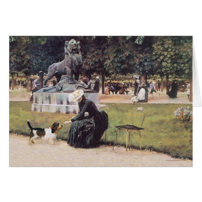 Dame et PBGV dans le Parc (Devant horizontal)