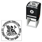 Dame Fee met Vlinder Naam Retouradres Zelfinktende Stempel (In situ)