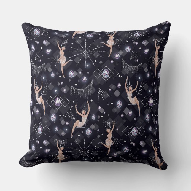 Dame Flappers, zwart en grijs design Kussen (Voorkant)