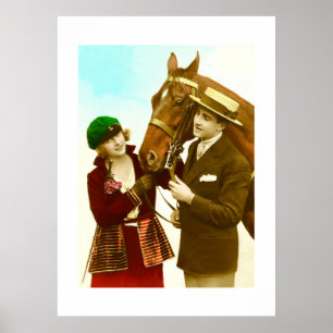 Dame, gent en paard poster
