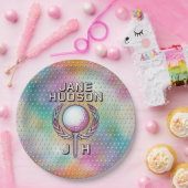 Dame golfer aangepaste monogram kleurontwerp papieren bordje (Feest)