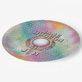 Dame golfer aangepaste monogram kleurontwerp papieren bordje (Gekanteld)