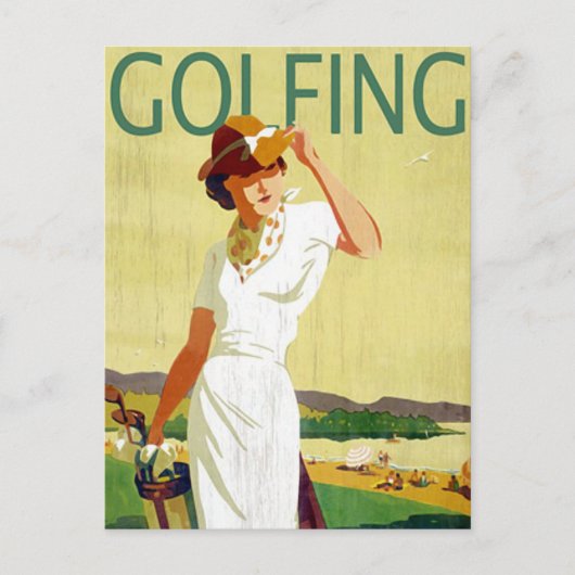  dame Golfer Golfing Briefkaart (Voorkant)