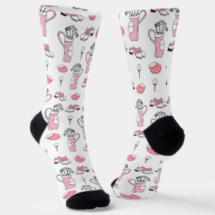 Dame Golfer Roze en Wit Sokken