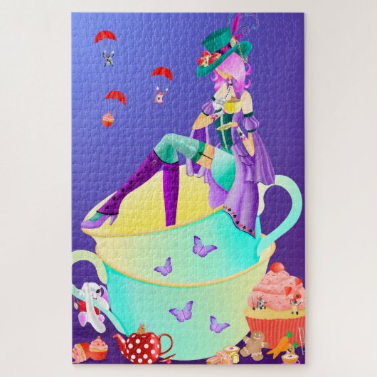 Dame hantée dans Teacup Jigsaw Puzzle (Vertical)