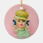 dame hoofd vaas tiener mod Pet vlechten Keramisch Ornament (Voorkant)