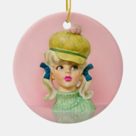 dame hoofd vaas tiener mod Pet vlechten Keramisch Ornament