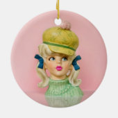 dame hoofd vaas tiener mod Pet vlechten Keramisch Ornament (Achterkant)