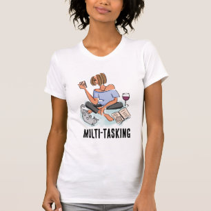 Dame Illustratie Multitasken T-shirt