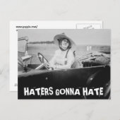 dame in auto-HATERS GONNA HATE Briefkaart (Voorkant / Achterkant)