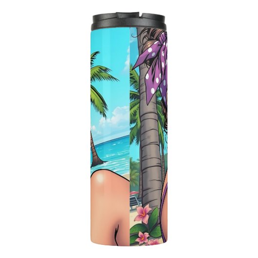 Dame in Bikini Retro Breach Thermosbeker (Achterkant)