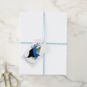 Dame in Blauw Kerstmis Groet Cadeaulabel (Met Touw)