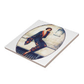 dame in de badkamer tegeltje (Zijkant)