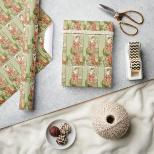Dame in de kas met bloemen cadeaupapier