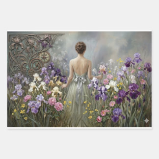 Dame in de paarse weide Decoupage Inpakpapier Vel