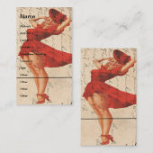  dame in digitale rode dress kunst visitekaartje (Voorkant / Achterkant)