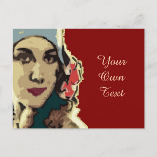 Dame in een blauw Pet Pop Art uit 1920 Briefkaart