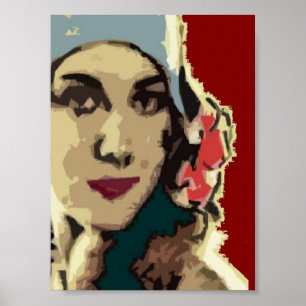 Dame in een blauw Pet van 1920 Poster