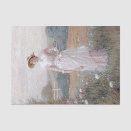 dame in een bloementveld door Frederick Dielman Tissuepapier (Voorkant)