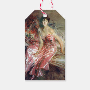 Dame in een roze jurk (door Giovanni Boldini) Cadeaulabel