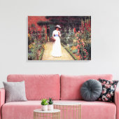 Dame in een tuin canvas afdruk (Insitu (Woonkamer))