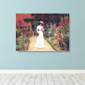 Dame in een tuin canvas afdruk (Insitu (Houten vloer))