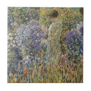 Dame in een tuin door Frederick Frieseke, Fijne Ku Tegeltje