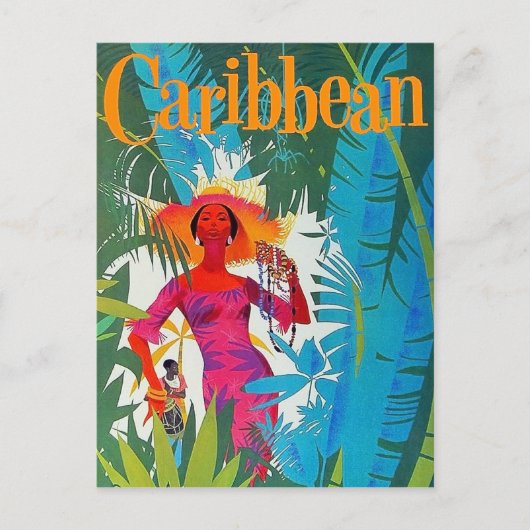 Dame in een wandeling op het Caraïbisch eiland, , Briefkaart (Voorkant)