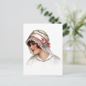 dame in Embroidery en Lace Bonnet Briefkaart (Staand voorkant)
