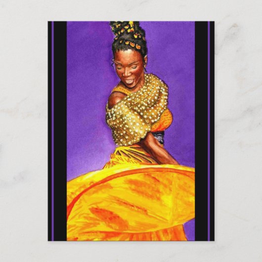 Dame in Gele Dress 2004 Water Color Briefkaart (Voorkant)