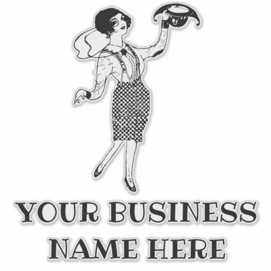 Dame in geruite jurk kunst doorzichtig sticker (Voorkant)