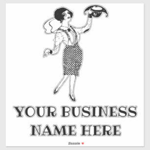 Dame in geruite jurk  kunst doorzichtig sticker