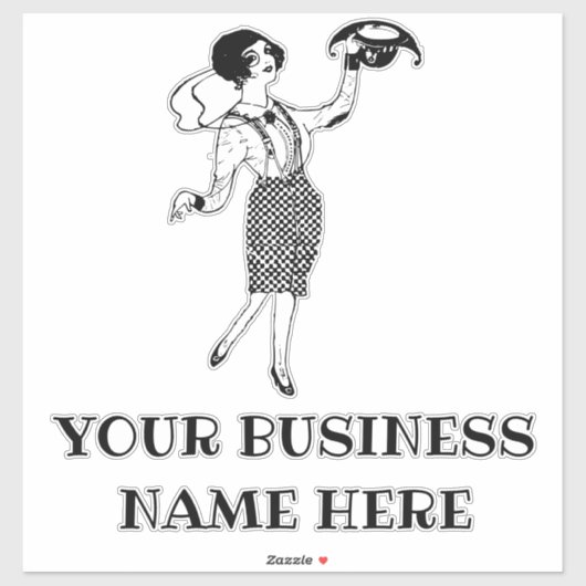 Dame in geruite jurk  kunst doorzichtig sticker (Vel)