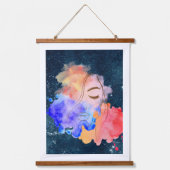 Dame in gezicht abstract hangend wandkleed (Voorkant)