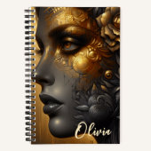 Dame in goud etherische kunst gepersonaliseerd notitieboek (Voorkant)