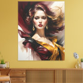 Dame in het rood 2 canvas afdruk (Insitu (Woonkamer))