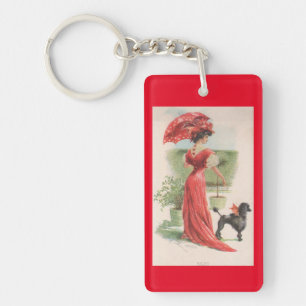 dame in het rood sleutelhanger