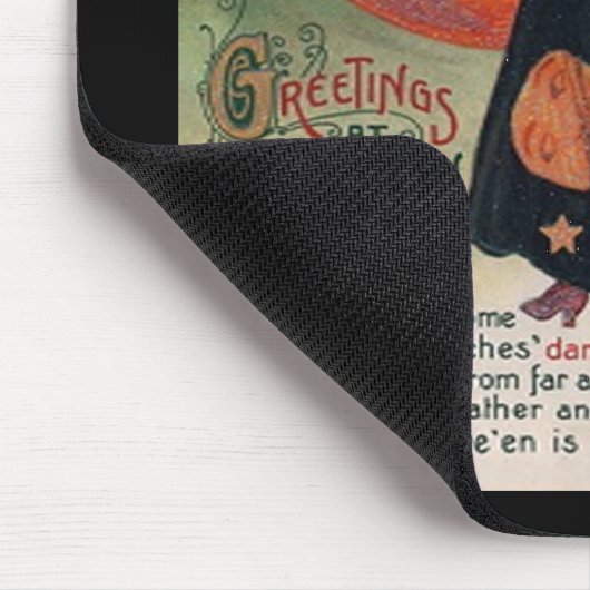  dame in het zwart en Jack o' Lantern Muismat (Hoek)