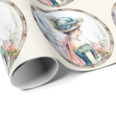 Dame In  Jurk en Pet Cadeaupapier (Rol Hoek)